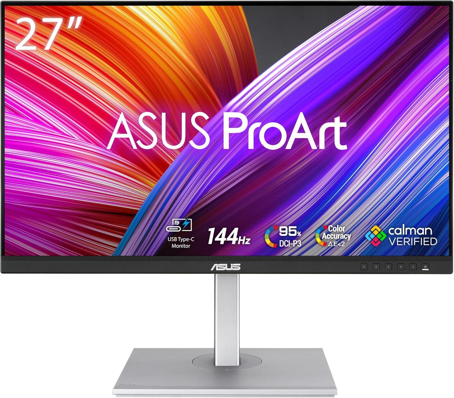 ASUS ProArt PA278CGV (27" QHD (2560 x 1440) Display | IPS Panel | 144Hz Refresh Rate | 95% DCI-P3 & 100% sRGB | 2 x HDMI 2.0, 4 x USB 3.2 Gen 1 Type-A, 1 x USB Type-C | Tilt, Swivel, Pivot & Height Adjustment | 1 Year Warranty)