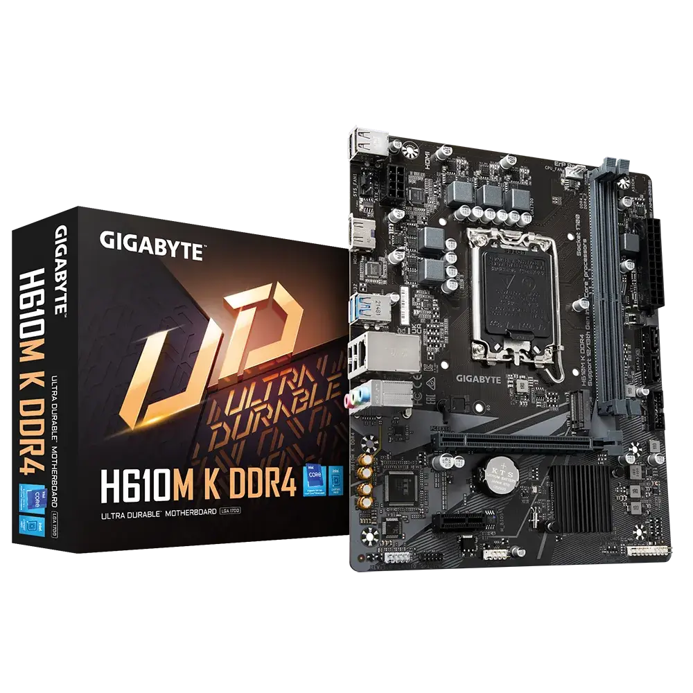 Gigabyte H610M K DDR4 Motherboard PCIe 4.0* Design, Gen3 x4 M.2, GbE LAN, Anti-Sulfur Resistor, Smart Fan 6
