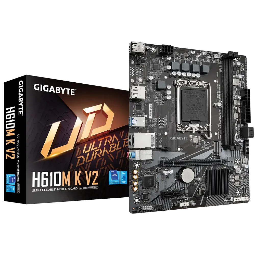 Gigabyte H610M K V2 Motherboard PCIe 4.0 Design, Gen3 x4 M.2 ,GbE LAN ,Anti-Sulfur Resistor, Smart Fan 6