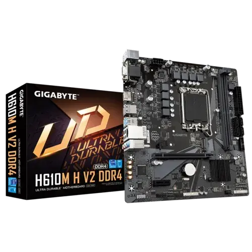 Gigabyte H610M H V2 Intel Motherboard with 6+1+1 Hybrid Phases Digital VRM Design, PCIe 4.0* Design, Gen3 x4 M.2, Anti-Sulfur Resistor, Smart Fan 6