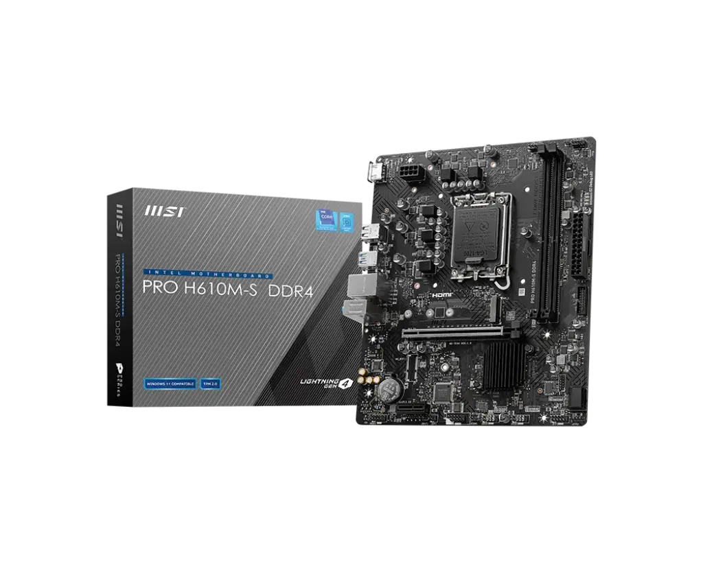 MSI PRO H610M-S DDR4 Motherboard Support Intel® Core™ 14th/ 13th/ 12th Gen Processors