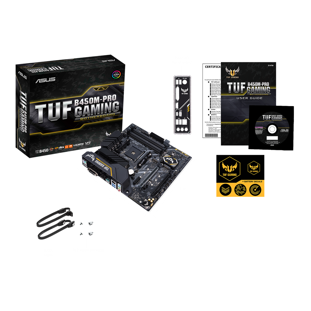 Asus TUF B450M-Pro Gaming Motherboard - AMD B450 mATX w/ Aura Sync RGB LED lighting