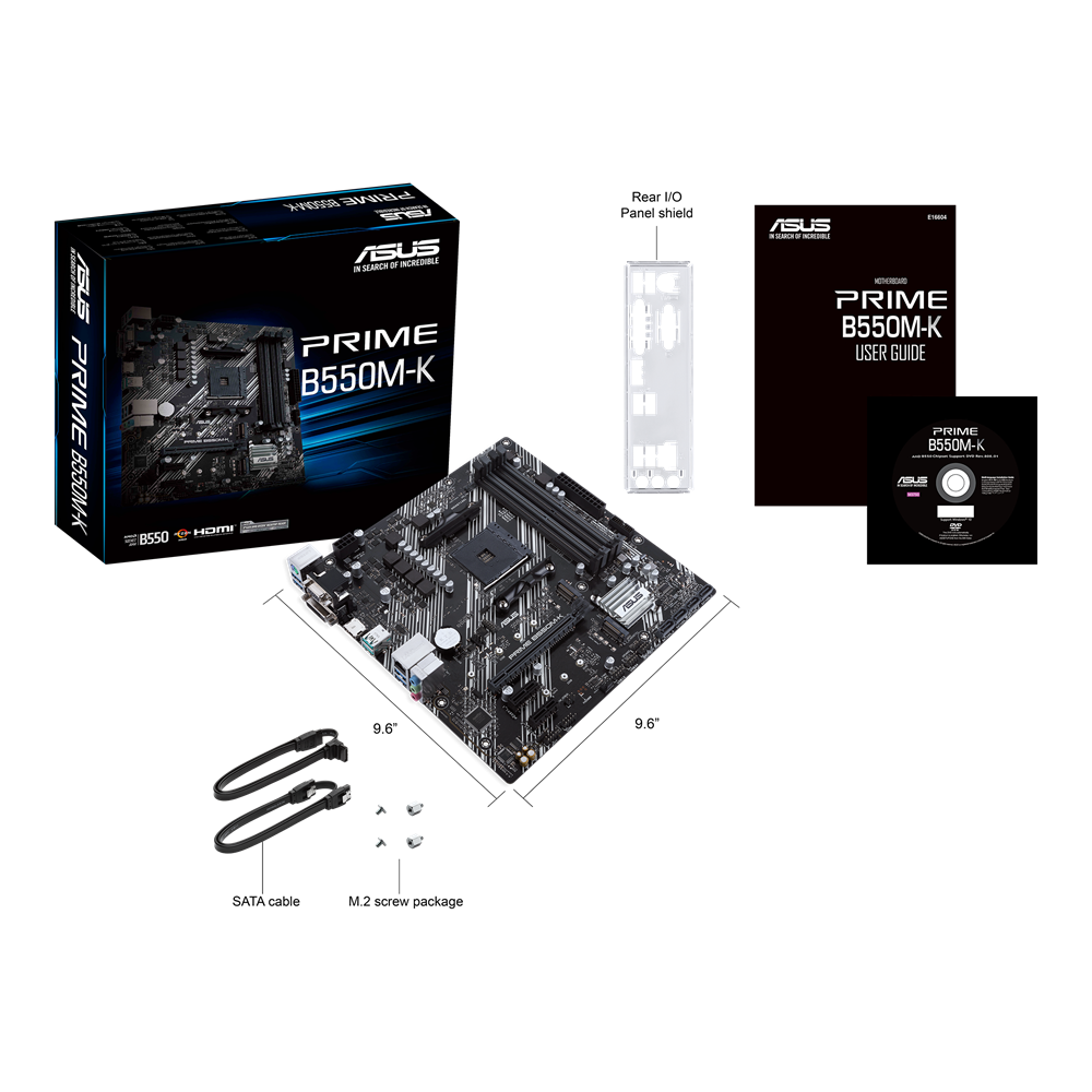 Asus Prime B550M-K Gaming Motherboard - AMD B550 (Ryzen AM4) micro ATX motherboard with dual M.2, PCIe 4.0