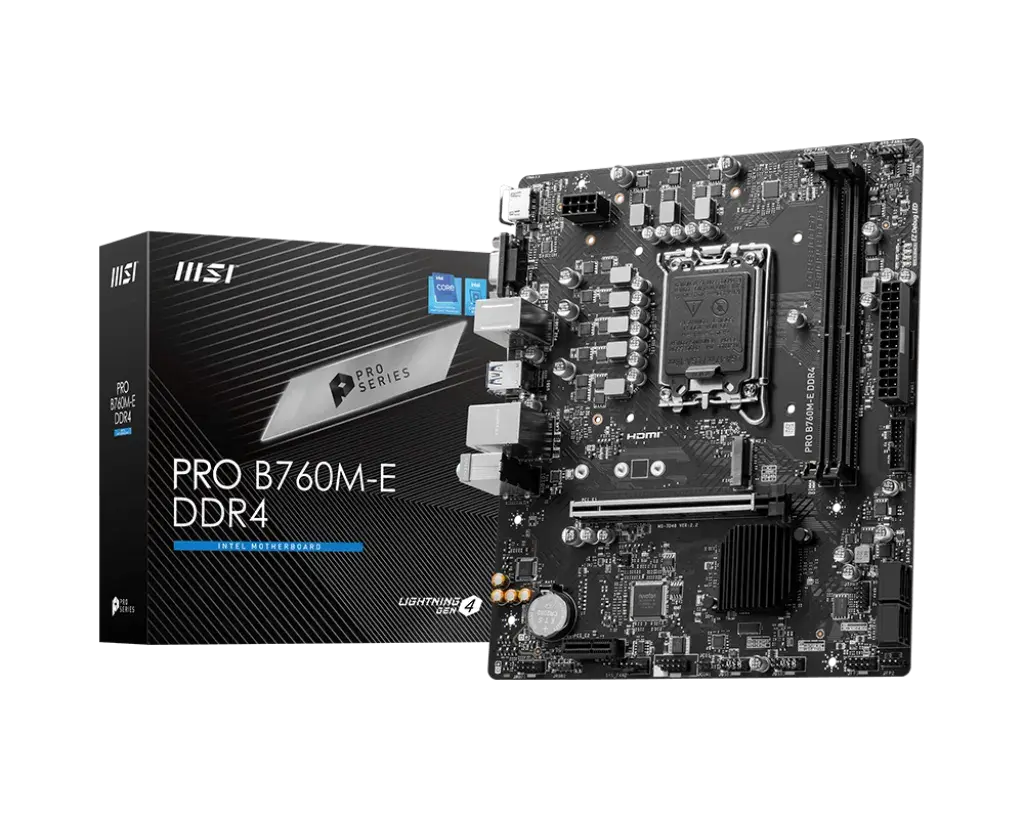MSI PRO B760 M-E DDR4 Motherboard | Support Intel® Core™ 14th/ 13th/ 12th Gen Processors, Intel® Pentium® Gold and Celeron® Processors