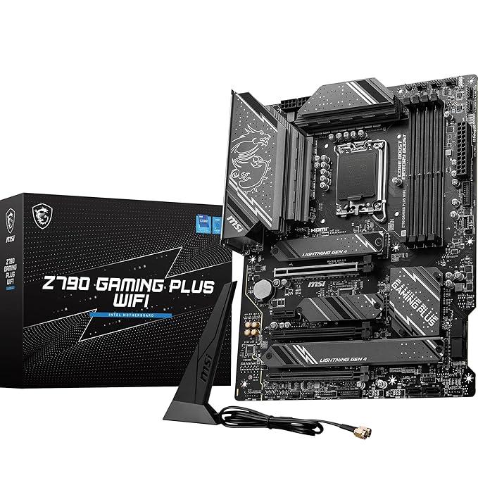 MSI Z790 Gaming Plus WiFi Motherboard, ATX - Supports 14th/13th/12th Gen Intel Core Processors, LGA 1700 - DDR5 Memory Boost 7200+MHz/OC, 1 x PCIe 5.0 x16, 4 x M.2 Gen4, 2.5G LAN, Wi-Fi 6E