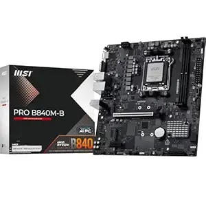 MSI PRO B840M-B Motherboard, Micro-ATX - Supports AMD Ryzen 9000/8000 / 7000 Processors, AM5 - DDR5 Memory Boost 8000+ MT/s (OC), PCIe 4.0 x16, M.2 Gen4 x4, 2.5G LAN