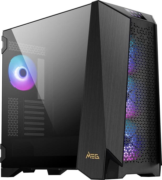 MSI MEG Prospect 700R Full Tower Gaming PC Cabinet - Sleek Black Cabinet PC, Touch Panel, ARGB Fans, USB Type-C, Tempered Glass, E-ATX/ATX/mATX/Mini-ITX Compatibility
